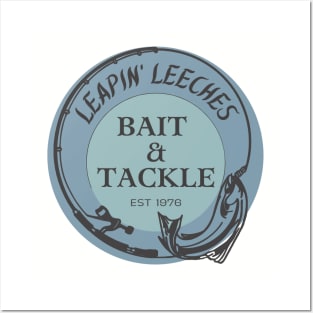 Leapin' Leeches Bait & Tackle Fishing Logo Posters and Art